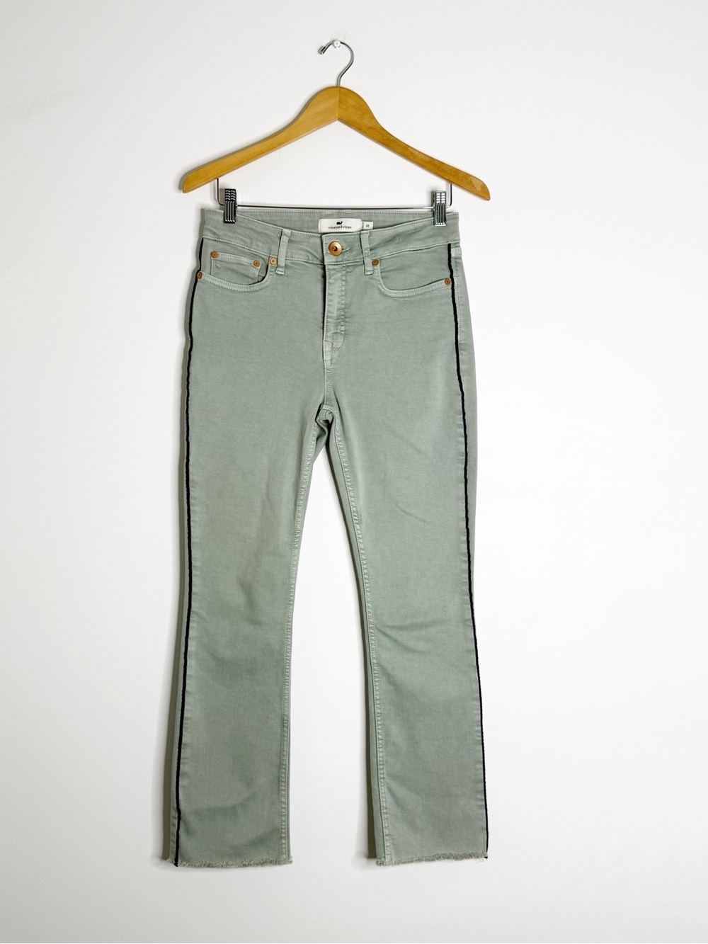 Vineyard Vines High Rise Kick Flare Jeans Size 26 Green Side Stripe